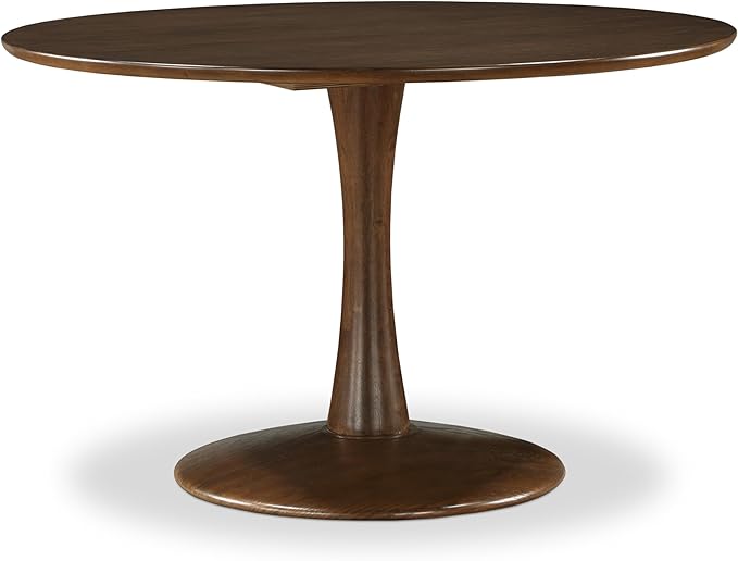 Meridian Furniture 915Brown-T Holly Collection Mid-Century Modern Dining Table with Rich Brown Finish, Solid Wood, Oak Veneer, 48" W x 48" D x 30" H, Brown