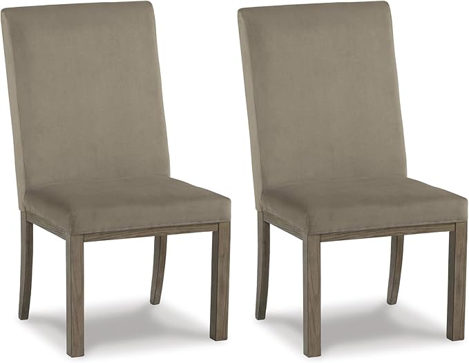 Signature Design by Ashley Chrestner Contemporary Upholstered Dining Chair, 2 Count, Gray & Brown