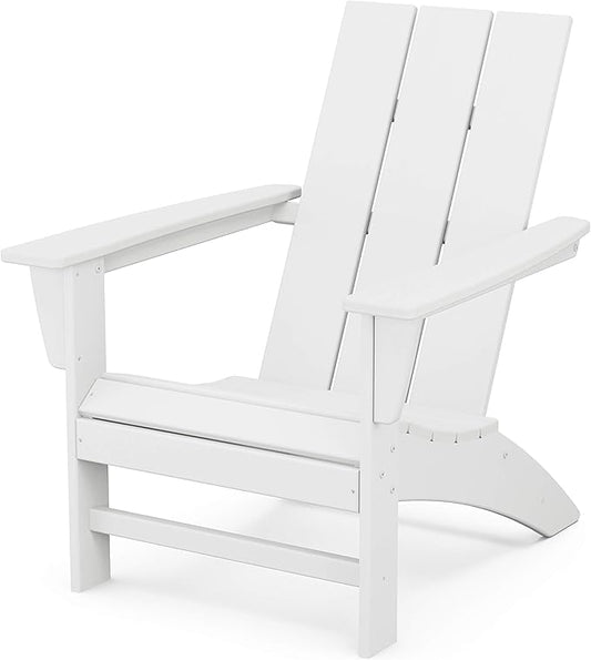 POLYWOOD Modern Adirondack Chair – All-Weather Outdoor Lawn Adirondack Chairs – HDPE, Fade-Resistant & Durable Outdoor Furniture – For Patio, Deck & Fire Pit Chairs – White