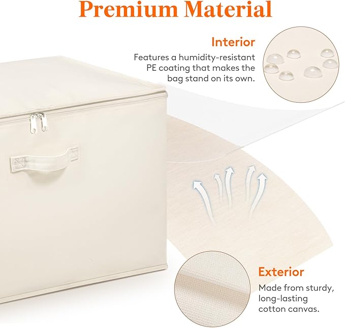 Lifewit Large Canvas Cotton Comforter Storage Bags with Zipper 6 Pack, 90L Breathable Foldable Clothing Containers, Linen Sweater Organizers Boxes for Clothes, Blankets, Pillows, Duvets, Bedding