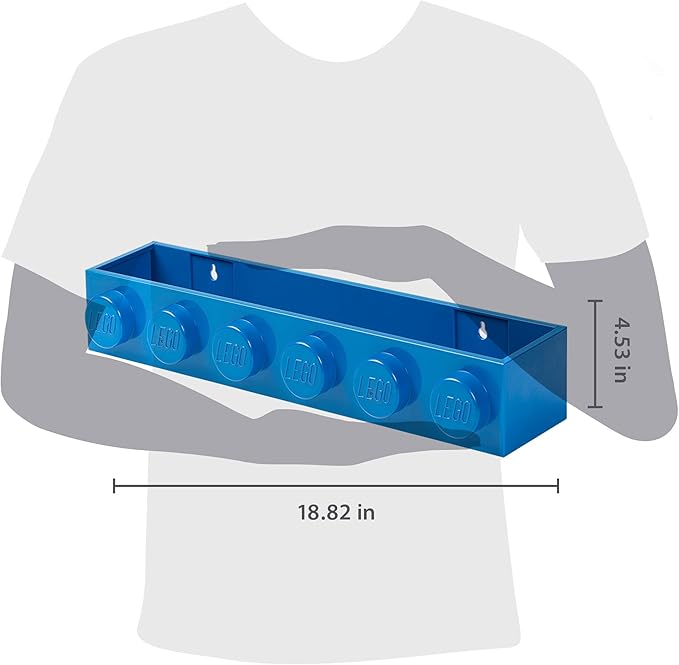 Room Copenhagen, Lego Book Rack - Decorative Floating Shelf Storage - Blue