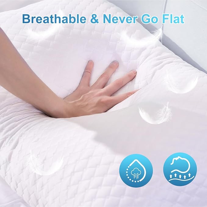 NTCOCO Cooling Bed Pillows King Size for Sleeping Shredded Memory Foam Bed Pillows Adjustable Gel for Side Stomach Back Sleepers Washable Removable Cover