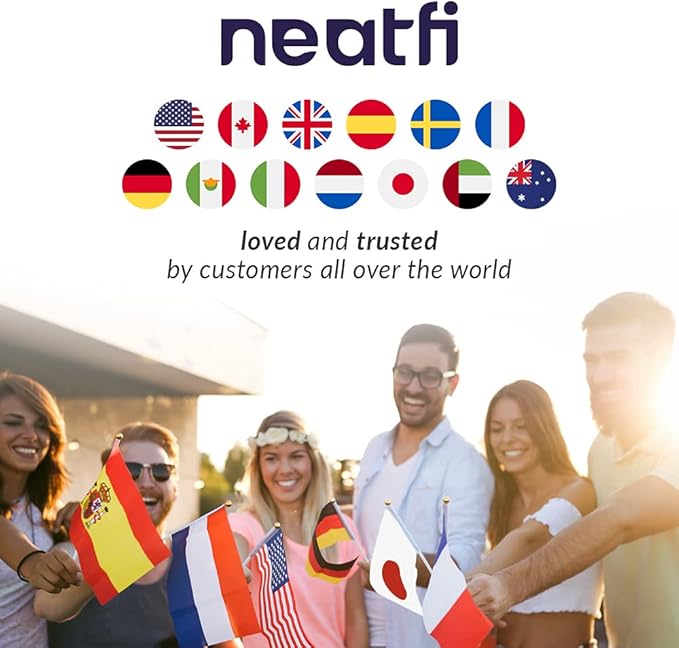 Neatfi LED Magnifying Floor Lamp 1,200 Lumens – 5” Bifocal Glass Lens, Dual Magnification 2.25X + 6X, Dimmable Task Light | Adjustable Arm, Rolling Base | Reading, Crafting & Sewing (Black, 5 Inches)