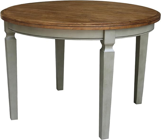 IC INTERNATIONAL CONCEPTS 44 x 44 in Round Top Solid Wood Dining Table in Hickory/Stone