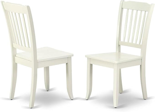 East West Furniture DAC-LWH-W Danbury Kitchen Dining Chairs - Slat Back Wooden Seat Chairs, Set of 2, Linen White