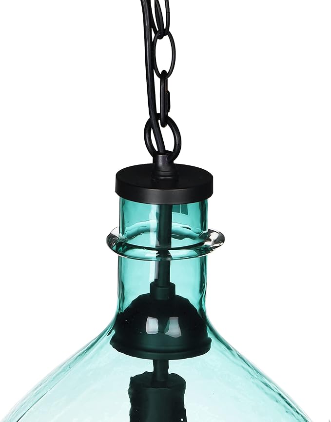 CASAMOTION Green Pendant Lights Kitchen Island Hand Blown Glass Large Entryway Foyer Hanging Light Fixtures Modern Rustic Style Dining Room Hallway Globe Shade 13 Inch Diam