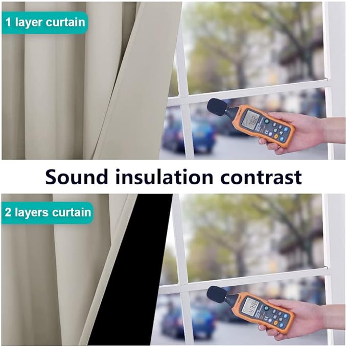 NICETOWN Natural Living Room Completely Shaded Draperies, Privacy Protection & Noise Reducing Drapes for Laundry, Black Lined Insulated Window Treatment Curtain Panels (2 Pieces, W52 x L84)