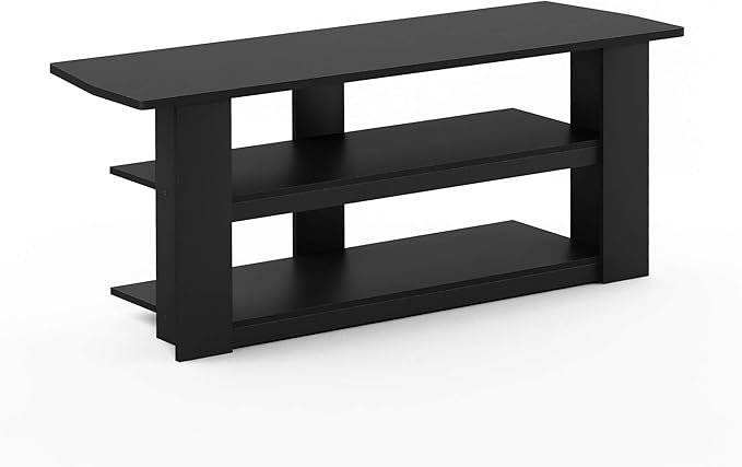 Furinno PARSONS TV Stand, 3-Tier Entertainment Center with Storage Shelf, Open Frame TV Console for TV up to 50 Inch, for Living Room, Bedroom, Black