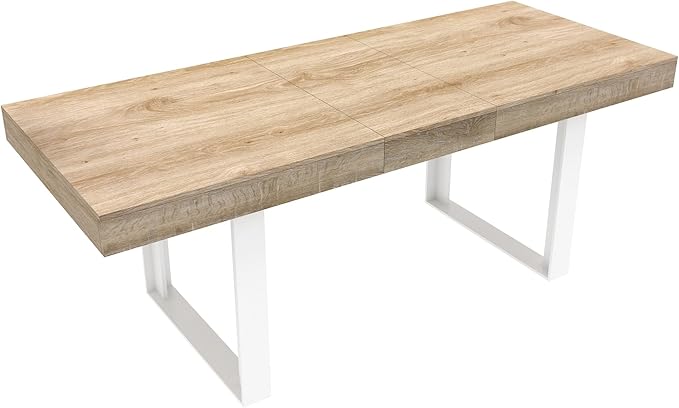 KEIKI 62.99'' to 78.7'' Extendable Dining Table, Modern Farmhouse Expandable Kitchen Table for 6-10 People, Large Wooden Conference Table