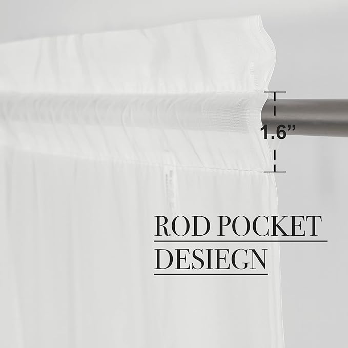 NICETOWN Voile Sheer Window Curtains for Small Window, Rod Pocket Elegant Airy Sheer Curtain Drapes for Nursery/Bedroom, W60 x L45, 2 Panels, Ivory