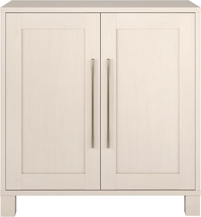 Henn&Hart 28" Wooden Accent Cabinet, Modern Sideboard Buffet Cabinet with 2 Doors and an Adjustable Shelf for Living Room, Dining Room, Bedroom or Entryway, Beech White