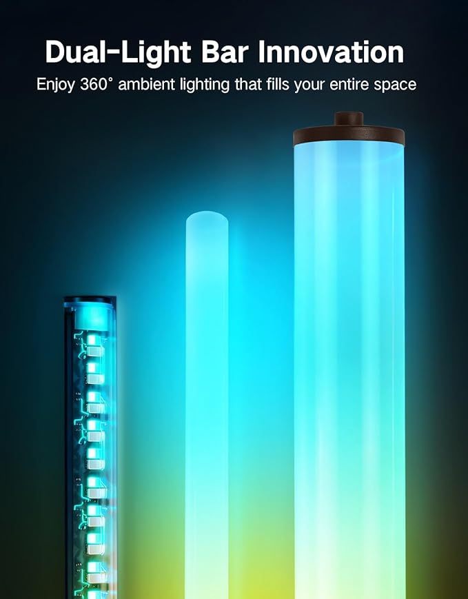 OUTON LED Floor Lamp with Remote & APP Control, 1500LM Ultra Bright Tall Standing Lamp, 16 Million Colors, 32 Scene Modes & Music Sync, Modern Corner Lamps for Living Room, Bedroom, Gaming, Brown