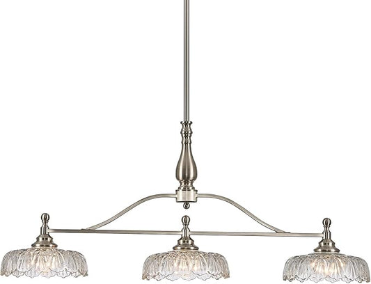 HDDFL Chandeliers Light Pendant Light Fixture Modern Pendant Lighting Fixtures 3 Lights Chandelier Brushed Nickel Hanging Light Kitchen Glass Pendant Lights for Island Dining Room Living Room