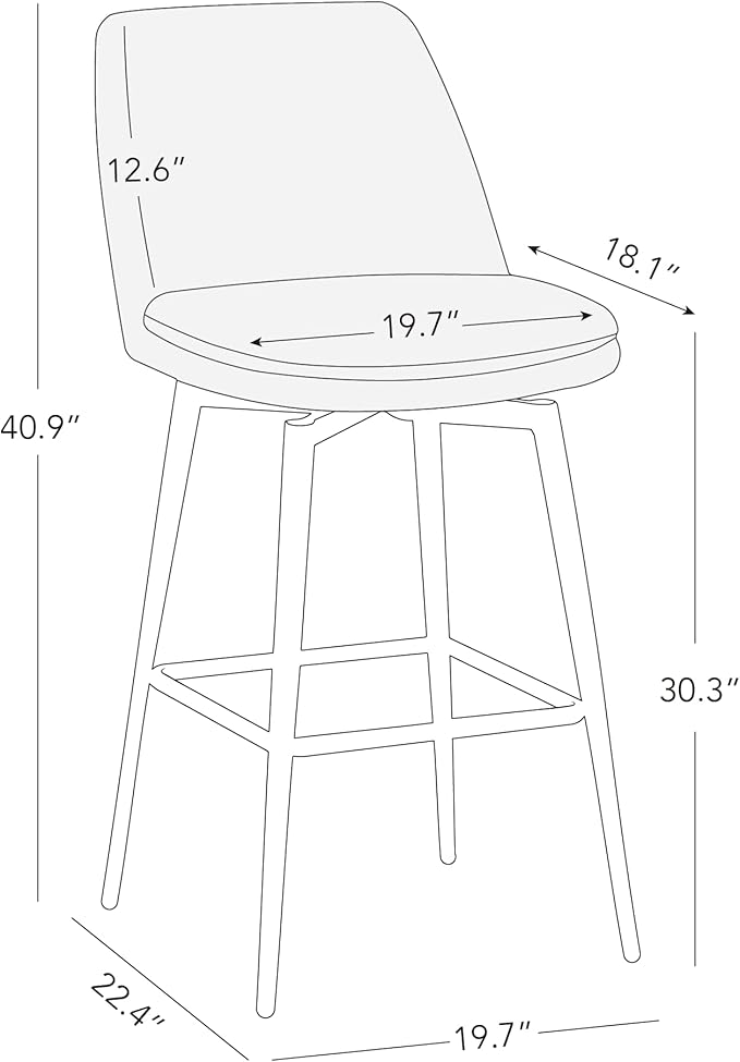 CHITA Swivel Bar Stools, 30.3" Counter Height Bar Stools Set of 2, FSC Certified Upholstered Modern Counter Stools, Metal Legs, Faux Leather, Saddle Brown