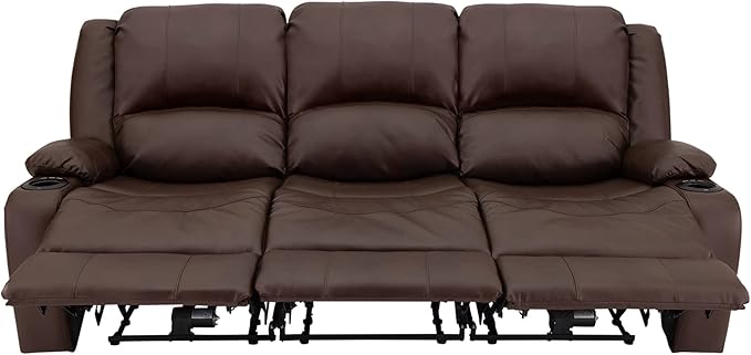 RecPro RV Recliner Charles 80" Powered Triple Wall Hugger | Drop Down Console | RV Furniture with Upgraded 2023 Fabric (Mahogany)