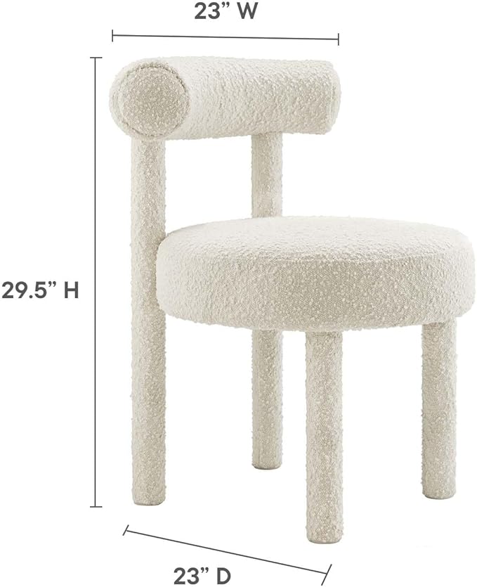 Modway EEI-6387-IVO Toulouse Boucle Fabric Dining Chair, Ivory