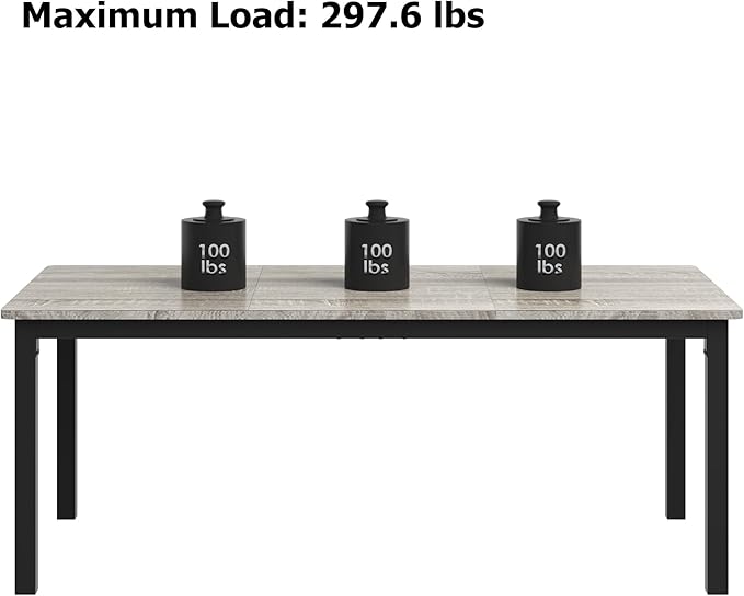 79 Inch Industrial Dining Table for 4-6 Person Rectangle Kitchen Table with Metal Legs,Round Corners, Writing Desk, for Modern Farmhouse, for Kitchen, Dining Room,Quick Assembly, Wood