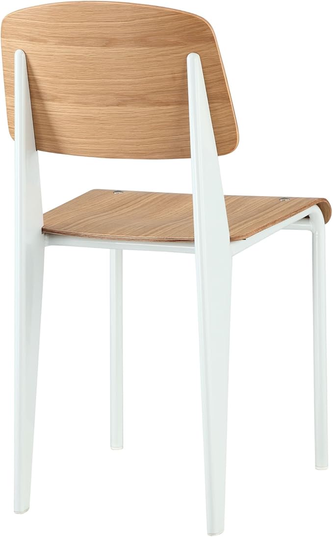 Modway Cabin Modern Wood and Metal Kitchen and Dining Room Chair in Natural White