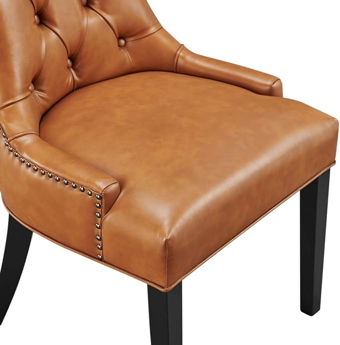 Regent Tufted Vegan Leather Dining Chair in Tan