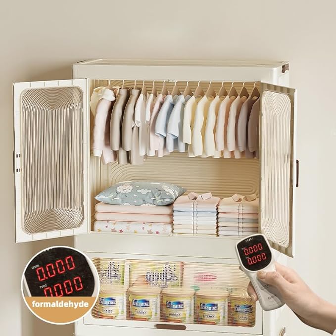 Chekki's Portable Wardrobe Closet with Shelves; Foldable Design for Easy Storage; Transparent Cabinet Doors; Children, Kids Wardrobe