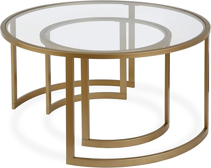 Mitera Round Nested Coffee Table in Brass