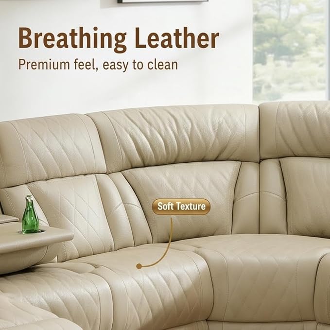 Power Reclining Sofa Set with LED Light, Living Room Furiture Set,Leather Reclining Sectional Couch with USB Port/Cup Holder for Living Room Home Office