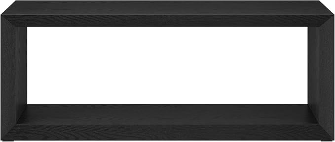 Henn&Hart 48" Rectangular Wood Coffee Table with Open Storage Shelf for Living Room, Family Room, or Office, Natural Black