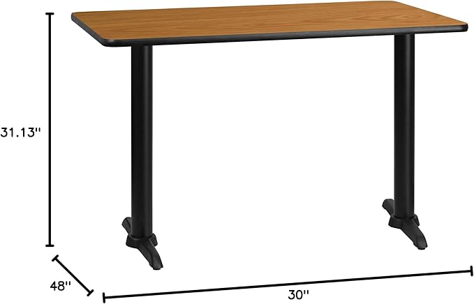 Flash Furniture 30'' x 48'' Rectangular Natural Laminate Table Top with 5'' x 22'' Table Height Bases