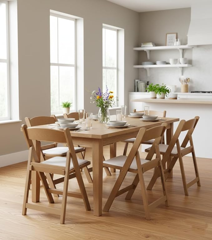 BTEXPERT Resin Folding Chair Vinyl Padded Seat Indoor Outdoor Lightweight Set for Home Event Party Picnic Kitchen Dining Church School Weddings- Natural Chestnut