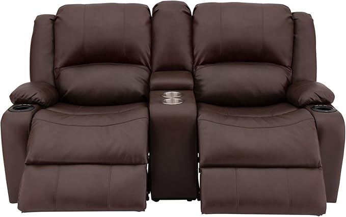 RecPro Charles 67" Powered Double RV Wall Hugger Recliner Sofa | Zero Wall Loveseat for Camper with Upgraded 2023 Fabric (Mahogany)