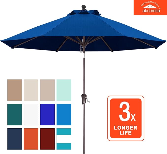 ABCCANOPY OLEFIN® 5-Year No Fading 9FT Patio Umbrella, Outdoor Table Umbrella with 8 Sturdy Ribs for Deck, Backyard, Yard (Royal Blue)