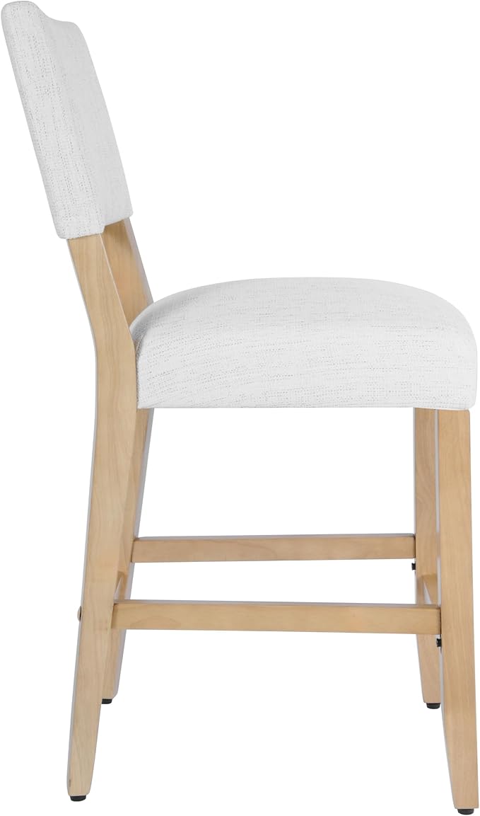 HomePop 24" Open Back Counter Stool|HomePop Home Décor|Fabric Chairs for Dining Room, Kitchen and Living Room - Stain Resistant White Woven(Single Pack)