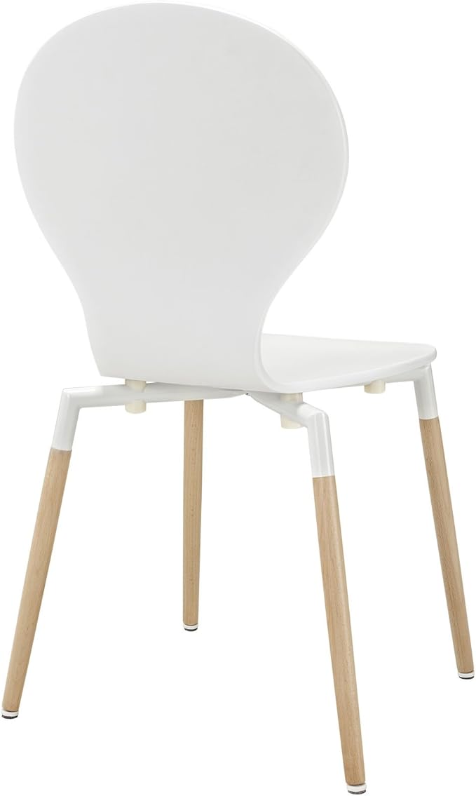Modway Path Mid-Century Modern Two Kitchen and Dining Room Chairs in White