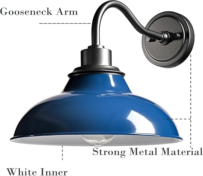 HYDELITE Dark Blue Modern Wall Sconce Indoor Wall Lighting for Bedroom Bathroom Living Room Kitchen Hallway Gooseneck