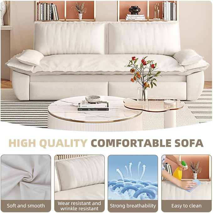 3-in-1 Convertible Sofa Bed Queen Size Pull Out Sleeper Sofa with Heavy Duty Metal Frame, Luxurious Velvet Upholstered Loveseat with 2 Pillows, Modern Folding Guest Bed for Living Room, Apartment