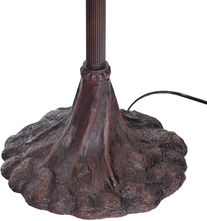 Bieye L10882 Ravens Sitting on Bare Tree Branch Against Full Moon Tiffany Style Stained Glass Floor Lamp with Raven Night Light Double Lit for Halloween Décor, 4-Light, 65 inches Tall (Dark Blue)