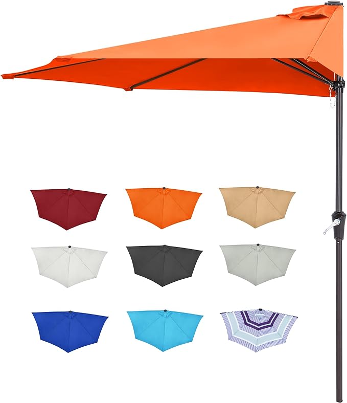 ABCCANOPY Patio Umbrella 9FT - Outdoor Half Umbrellas for Patio, Backyard, Garden, Deck (Orange)