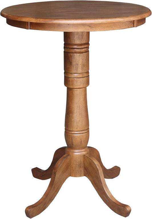 IC INTERNATIONAL CONCEPTS 30" Solid Wood Round Top Pedestal Table in Distressed Oak - 41.1" Height