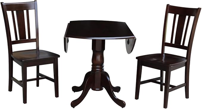 International Concepts 42" Dual Drop Leaf 2 San Remo Chairs Dining Table, Rich Mocha