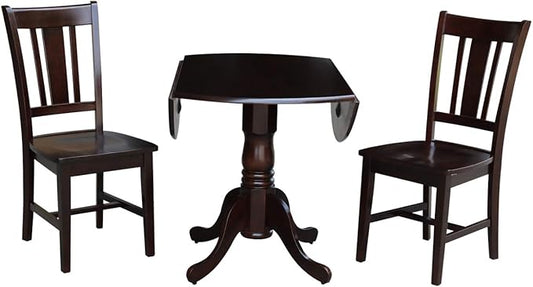 International Concepts 42" Dual Drop Leaf 2 San Remo Chairs Dining Table, Rich Mocha