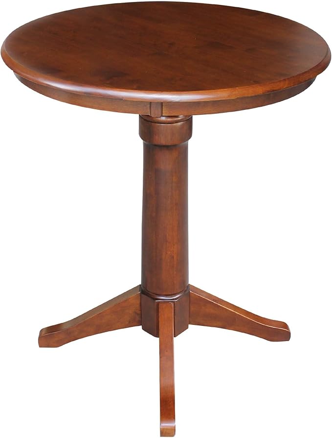 International Concepts 30" Round Top Pedestal Table-34.9" H Dining Table, Espresso