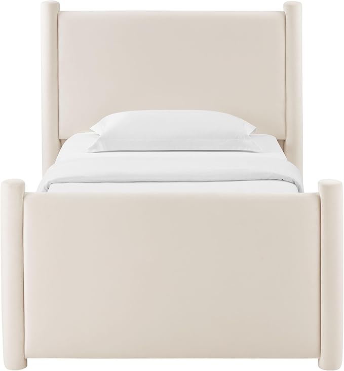 Modway Rael Twin Platform Bed Frame with Upholstered Headboard and Footboard in Alabaster