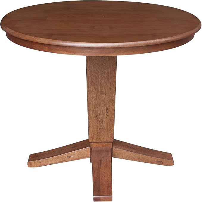 IC INTERNATIONAL CONCEPTS 36" Solid Wood Round Top Pedestal Dining Table with 12" Leaf - 30.1" H