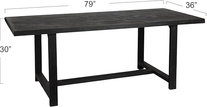 Creative Co-Op Elegant Acacia Wood Rectangular Dining Table, Black