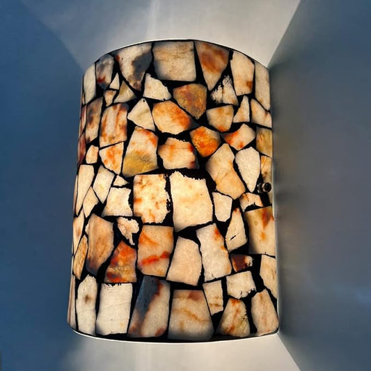 ARTZONE Tiffany Wall Sconces, Natural Shell Lampshade Mosaic Wall Light for Bedroom, Stairway, Corridor