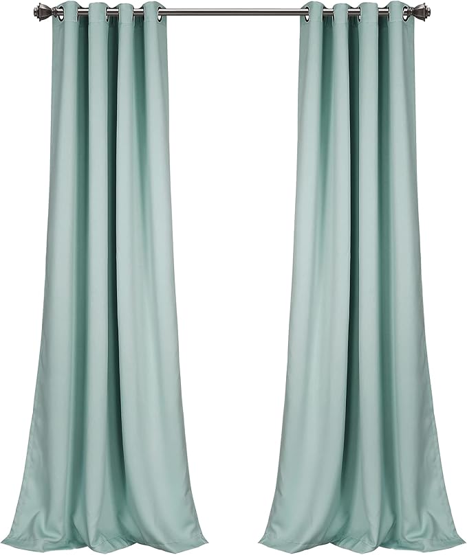 Lush Decor Insulated Grommet Blackout Window Curtain Panels, Pair, 52" W x 120" L, Blue - Classic Modern Design - 120 Inch Curtains - Extra Long Curtains For Living Room, Bedroom, Or Dining Room