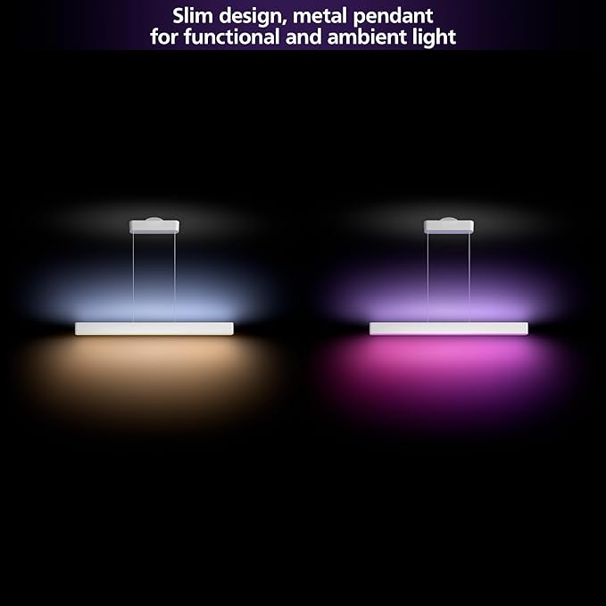 Philips Hue Ensis Smart LED Pendant Light White, Two Light Sources, White & Color Light, Bluetooth Compatible, Voice Control with Alexa, Apple Home & Google Assistant
