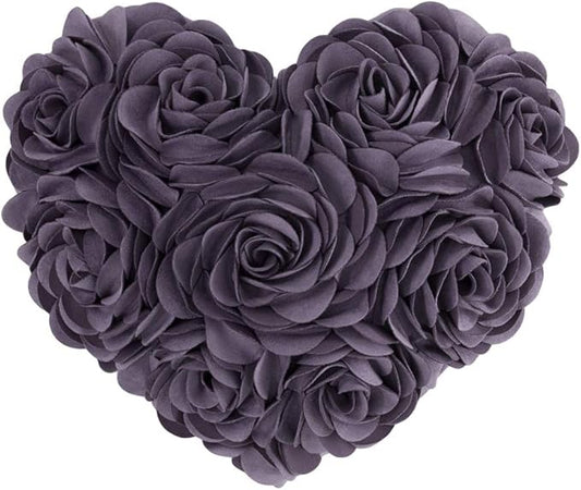 JWH Heart Flower Throw Pillow Covers Decorative Floral Shaped Accent Cushion Soft Pillowcase for Sofa Couch Living Room Bed Chair 14x16 Inches Lavender Purple