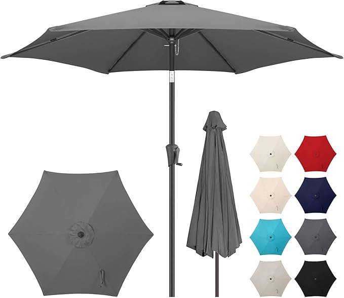 7.5FT Outdoor Patio Umbrella - Table Umbrella Waterprool UV Protection, Sombrillas de Patio with Push Button Tilt, Sun Umbrella for Pool, Porch, Garden, Deck, Backyard (Anthracite)