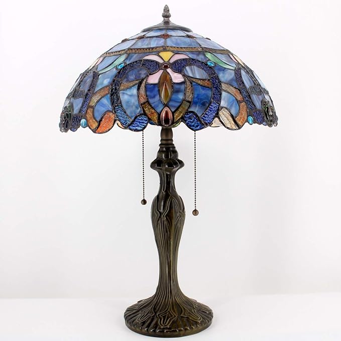 WERFACTORY Table Lamp Base Replacement Only, Wide 6.5 Height 24 Inch, Fit for 12, 14, 16, 18 Inch Tiffany Style Stained Glass Lampshade, Dark Bronze Finish, Metal, Pull Chain Switch